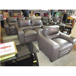 NEW - 3 pc Leather Living Room Suite