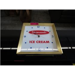 Vintage Silverwood's Ice Cream clock