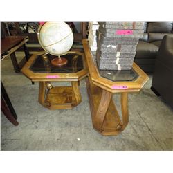 2 Vintage glass top coffee tables