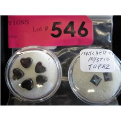 Matched pair of square cut Mystic Topaz