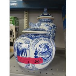 2 Lidded glazed ceramic containers