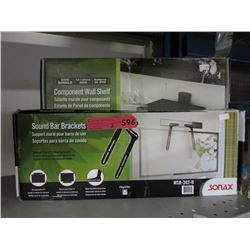 Sound bar brackets & wall shelf