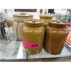 3 Glazed and 1 unglazed containers