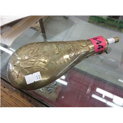 Brass gunpowder flask stamped "US"