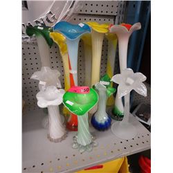 13 Glass vases.