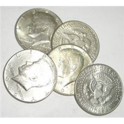 5 TOTAL SILVER KENNEDY HALF DOLLARS *MIXED DATES & GRADES-NICE EARLY SILVER HALF DOLLARS*!!