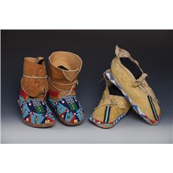 Two Pair of Hide Moccasins