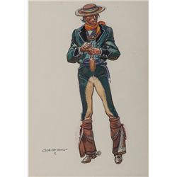 Joe De Yong, pair of watercolors