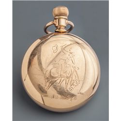 Waltham Pocket Watch with Bucking Horse Engraving