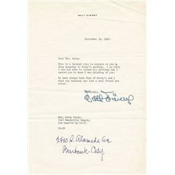 Notable signed letters from the Carey Family Collection, from Walt Disney, William S. Hart, James St