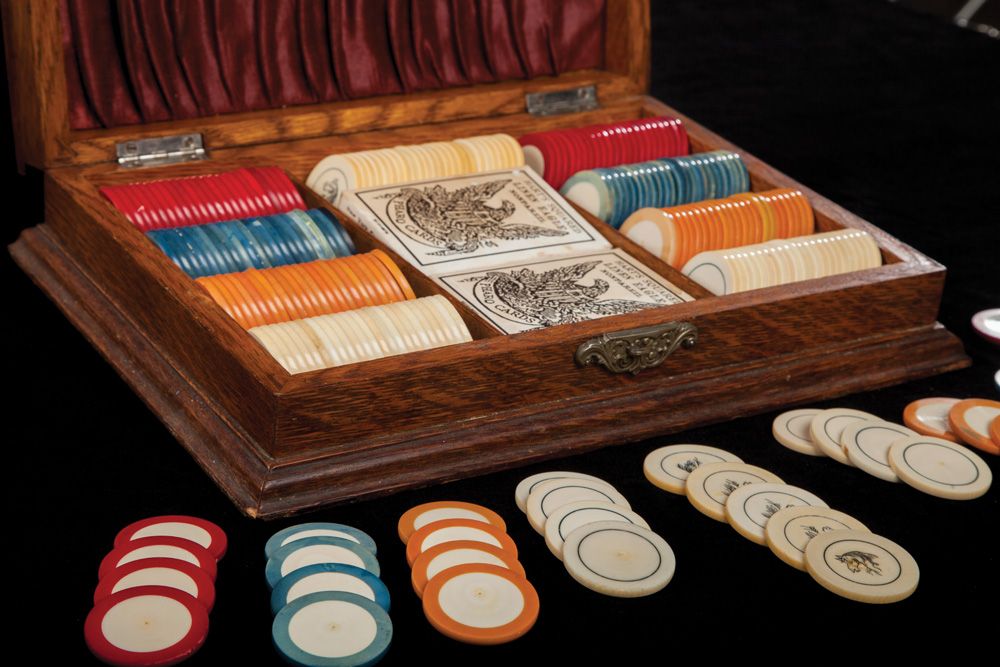 Boxed Set of 238 Antique Poker Chips