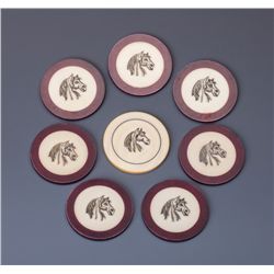 Eight Horsehead Antique Poker Chips