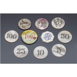 Lot of 10 Scare Mother of Pearl (French Style) Gaming Chips