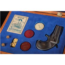 Two "Gambler’s" Deringer Box Sets with Chips, Dice and Cards