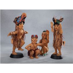 Four Patty Fawn Northwest Coast Carved Figures
