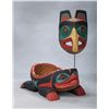 Image 2 : 2 Chief Lelooska Carvings, Raven Mask and Frog Bowl