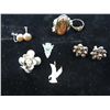 Image 1 : LOT 7 SILVER ASSORTED JEWELRY RINGS, EARRINGS, PIN