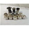 Image 2 : LOT 13 MIXED SILVER NAPKIN RINGS & SHOT GLASSES
