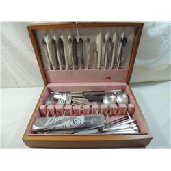 FLATWARE CHEST FULL OF SILVERWARE