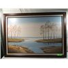 Image 1 : VINTAGE FRAMED LAKE PAINTING CANVAS FRAMED