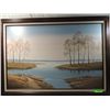 Image 2 : VINTAGE FRAMED LAKE PAINTING CANVAS FRAMED