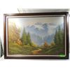 Image 2 : VINTAGE FRAMED MOUTAIN SCENE CANVAS ART