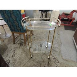 VINTAGE METAL & GLASS BAR CART