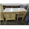 Image 1 : VINTAGE CREAM WOODEN DESK & CHAIR
