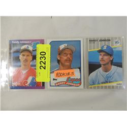 LOT 3 RANDY JOHNSON ROOKIE BASEBALL CARDS