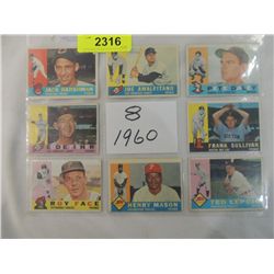 LOT 8 1960 TOPPS BASEBALL CARDS