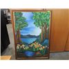 Image 2 : EXTRA LARGE CANVAS PAINTING FRAMED LAKE TREES