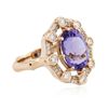 Image 2 : 14KT Rose Gold 5.01ct Tanzanite and Diamond Ring