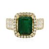 Image 1 : 14KT Yellow Gold 3.06ct Emerald and Diamond Ring