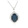 Image 2 : 14KT White Gold 21.43ct Blue Topaz and Diamond Pendant With Chain