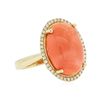 Image 2 : 14KT Yellow Gold 14.52ct Coral and Diamond Ring