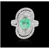 Image 1 : 18KT White Gold 1.59ct Emerald and Diamond Ring