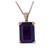 Image 2 : 14KT Rose Gold 14.49ct Amethyst and Diamond Pendant With Chain