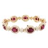 Image 2 : 14KT Yellow Gold 17.91ctw Ruby and Diamond Bracelet