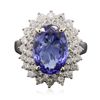 Image 1 : 14KT White Gold 4.40ct Tanzanite and Diamond Ring