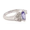 Image 2 : 14KT White Gold 1.00ct Tanzanite and Diamond Ring