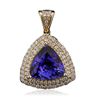 Image 1 : 14KT Yellow Gold 6.85ct Tanzanite and Diamond Pendant