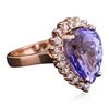 Image 2 : 14KT Rose Gold 5.68ct Tanzanite and Diamond Ring