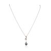 Image 2 : 14KT White Gold Pearl and Diamond Pendant With Chain