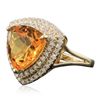 Image 2 : 14KT Yellow Gold 4.28ct Citrine and Diamond Ring