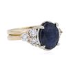 Image 2 : 14KT Yellow Gold 4.06ct Sapphire and Diamond Ring