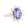 Image 2 : 14KT Rose Gold 3.53ct Tanzanite and Diamond Ring