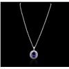 Image 1 : 14KT White Gold GIA Certified 17.92ct Tanzanite and Diamond Pendant With Chain