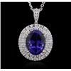 Image 2 : 14KT White Gold GIA Certified 17.92ct Tanzanite and Diamond Pendant With Chain