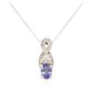 Image 2 : 14KT White Gold 0.99ct Sapphire and Diamond Pendant With Chain