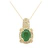 Image 2 : 14KT Yellow Gold 2.28ct Emerald and Diamond Pendant With Chain